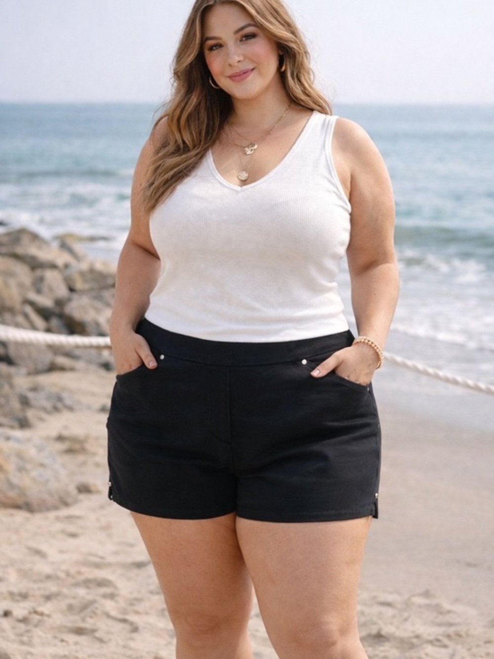 INC International Concepts Black High-Waist Women's Shorts
